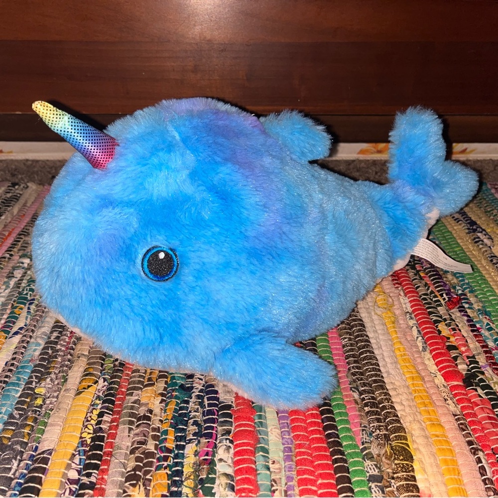 Fuzzy Blue Narwhal Plush